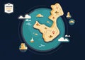 treasure map illustration, sea, island Royalty Free Stock Photo